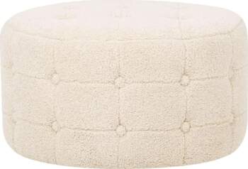 Beliani Pouf Bouclé Beige with Button