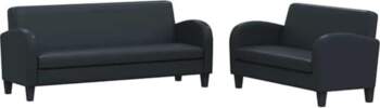 Black Faux Leather Sofa Set with