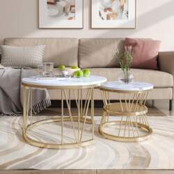 BRILVERDE Round Coffee Table, Set of