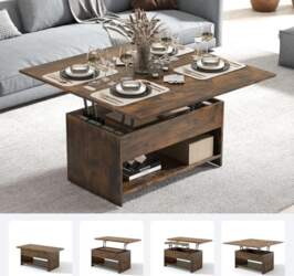 Coffee Table, Height-Adjustable and Extendable, Modern