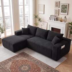 Corner Sofa L-Shape Modular Black -