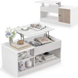 COSTWAY Coffee Table Height Adjustable, 2