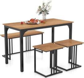 COSTWAY Dining Table with Bench &