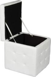 Dmora Pouffe Container Faux Leather White
