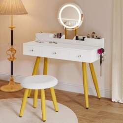 Dressing Table with Lighting, Fabric Drawers