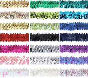 Elastīga Stretch Sequin Trim 2 cm