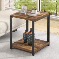 EXCEFUR Side Table with Shelf Modern