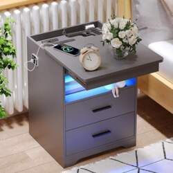 FREDEES LED Bedside Table with Hidden