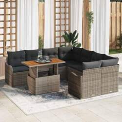 Garten-Sofa-Set 7-teilig Grau mit Zwei 2-Sitzer