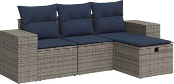 Garten-Sofagarnitur Set mit Stauraum & Fußhocker