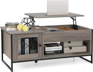 GIANTEX Coffee Table with Height-Adjustable Top