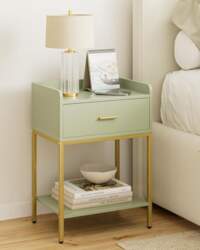 Green Bedside Table, 3-Tier Modern Bedside