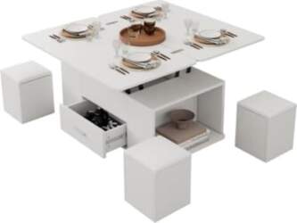 HAINEW Coffee Table with Height-Adjustable Table