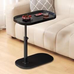 Height-adjustable side table with raised edge