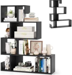 HOMASIS Bookcase with 5 Levels, S-Shape