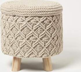 Homescapes Indy Macrame Stool with Storage