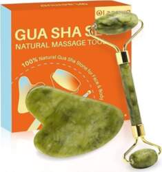 Jade Gua Sha und Gesichtsroller, Echte