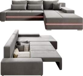 Juskys Davos Right Sofa with Sleep
