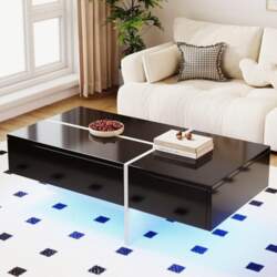 KOMHTOM Black Coffee Table Side Table