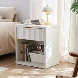 LELELINKY Bedside Table with Groove Front