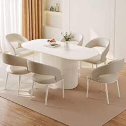 Miuuod Modern Oval Dining Table with