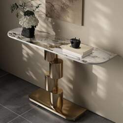 Modern Rectangular Marble Accent Console Table