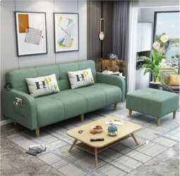 Modernes Samtsofa Mit Fußhocker, Bequemes Wohnzimmermöbel-Set