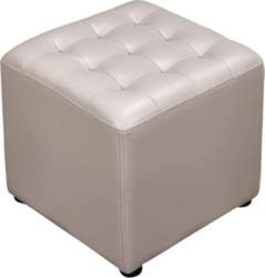 Ottoman Leather Padded Cube Stool Footstool