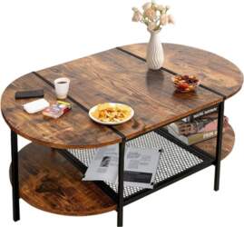 Oval Coffee Table with Storage Space