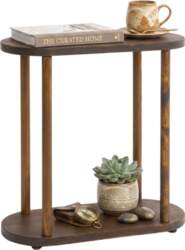 Oval Solid Wood Side Table Narrow