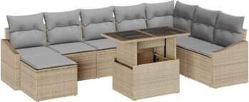 Poly Rattan Sofa Set 9 pcs