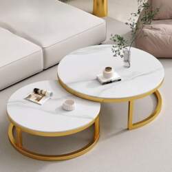 Round Coffee Table Set, Modern Nesting