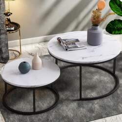 Round Coffee Table, Set of 2