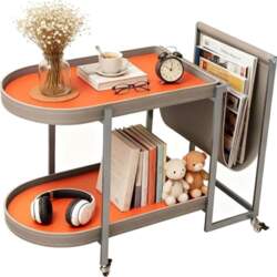Side Table with Magazine Holder, Mobile