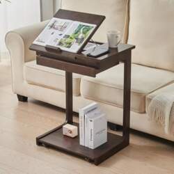 Side Table with Storage Solid Wood
