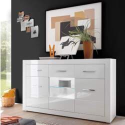 Sideboard in White High Gloss Width
