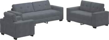 Sofa 3 pcs Dark Grey Linen