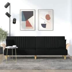 Sofa Bed with Armrests Black Fabric