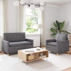 Sofa Set 2-teilig Hellgrau Polyester mit