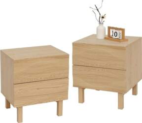 Solid Wood Bedside Table with 2