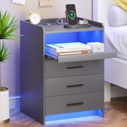 TAGELIER Bedside Table with Charging Function