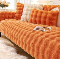 Thick Rabbit Plush Sofa Covers, Non-Slip