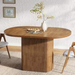 Tribesigns Oval Dining Table, Rustic Kitchen