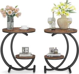 Tribesigns Round Side Table 2 Levels