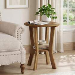 Tribesigns Round Side Table with Shelf