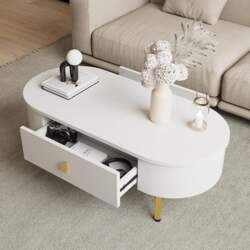 Two Drawer Coffee Table with Gold