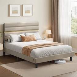 VASAGLE Upholstered Double Bed Frame Bed