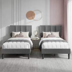 VECELO Set of 2 Upholstered Bed