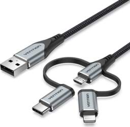 Vention Kabeļa usb-a 3in1 micro-b usb-c