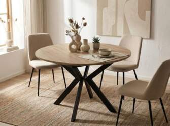 WFL GROUP Round Extendable Dining Table